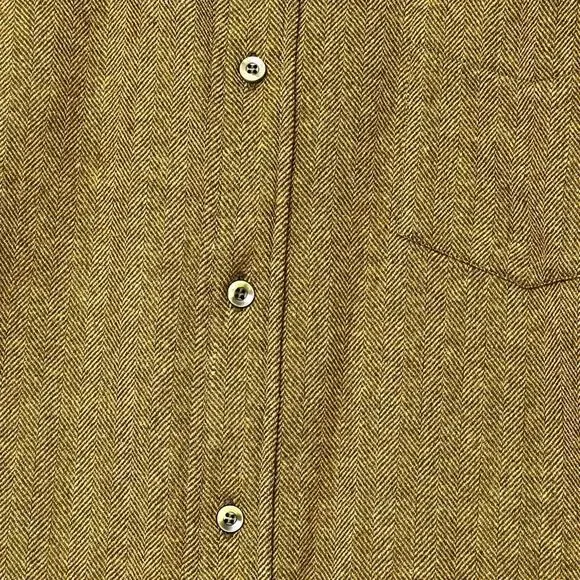 Vintage 1960s Pendleton Wool Button Down Shirt Mustard Brown Mens M - Picture 7 of 9
